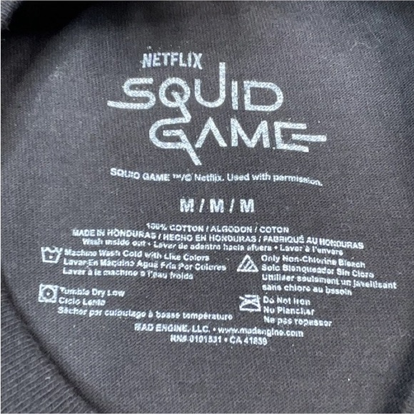 Squid Games Shirt Adult Medium Black Crew Short Sleeve Korean Logo Netflix Mens - Picture 3 of 4